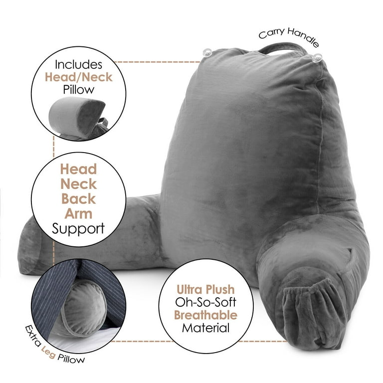 Mittagong Shredded Foam Reading Pillow with Detachable Neck Roll Pillow Support