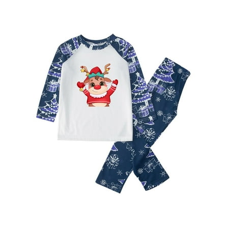 

REORIAFEE Matching Family Christmas Pajamas Sets Elk Pjs Loungewear Kids 8 Years
