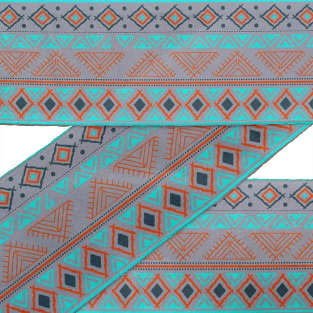 IBA Indianbeautifulart Gray Aztec Geometric Printed Ribbon Trim 9 Yards Velvet Fabric Laces For Crafts Sewing Accessories 2 Inches