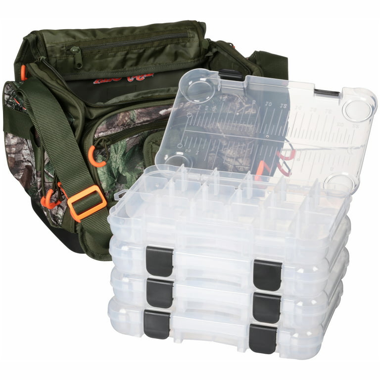 Ugly Stik Fishing Tackle Bag with Four Medium Lure Box Storage, Realtree  Camo, Polyester 