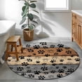 thumbnail image 4 of Round Area Rug 4 Ft, Haze Blue Brown Washable Non-Slip Circle Carpet for Living Room/Bedroom, Rustic Farmhouse Dog Paw Vintage Low-Profile Crawling Mats Collection Rugs for Indoor, 4 of 7