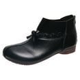 thumbnail image 2 of Womens Leather Shoes- Chunky Heel Low-heeled Christmas Gifts Vintage Women's Ankle Boots Black 36, 2 of 8