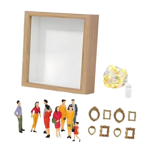 Mini caja de silueta de museo DIY: exhibición creativa de recuerdos para regalo de San Valentín Color de la madera