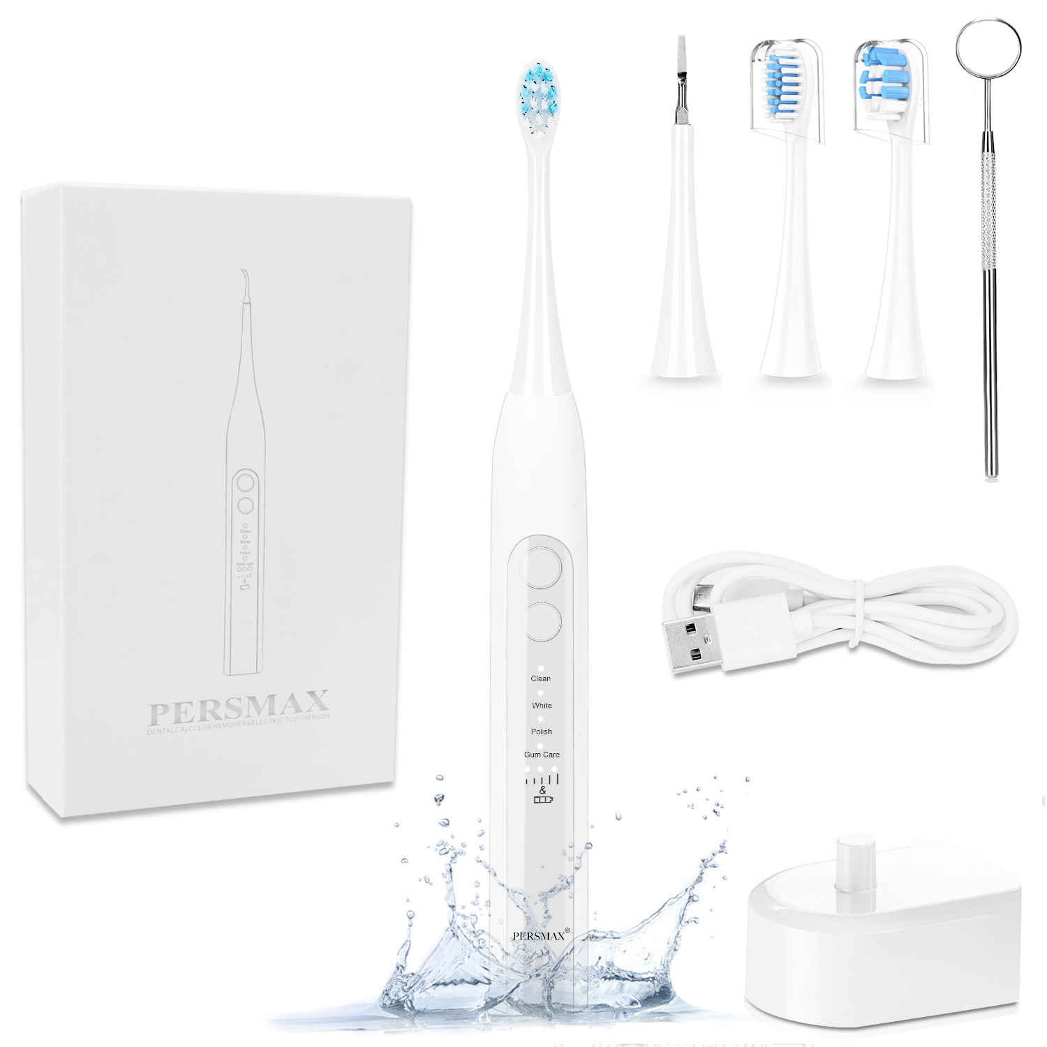 Persmax PERSMAX 2-In-1 Electric Toothbrush Smart Tartar Remover for Calculus ...