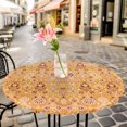 thumbnail image 6 of Orange Yellow Boho Round Tablecloth for 45-54 Inch Tables,Fitted Table Cover with Elastic Edge,Vintage Shabby Abstract Geometric Art Waterproof Outdoor Table Cloth Protector for Patio Garden Dinner, 6 of 9