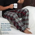 thumbnail image 2 of Active Club Men's Fleece Pajama Pants - Plaid Pajama Pants - Lounge Pants with Pockets - Sleepwear (Black/Grey, Large), 2 of 5
