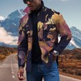thumbnail image 2 of Herrnalise Men Casual Printing Turndown Long Sleeved Button Pocket Outwear Jacket Purple, 2 of 5