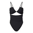 thumbnail image 5 of Womens One Piece Swimsuit Tummy Control Ruffled Bathing Suit V Neck Cutout Swim Suit Tie Back Swimwear, 5 of 5