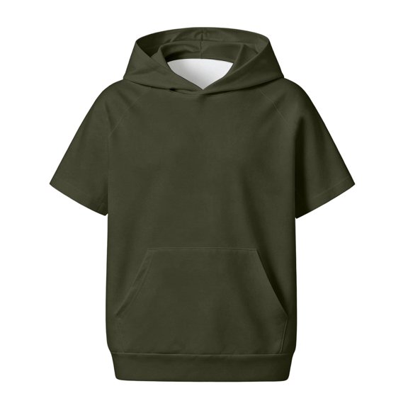 SUYIDA Kids Short Sleeve Hoodies Casual Lightweight Sweatshirt with Pocket Back to School for Boys Girls Everyday Play Comfortable Hoodie