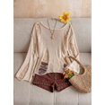 thumbnail image 6 of Women Off Shoulder Distressed Long Sleeve Top Hollow Fringe Casual Night Out Outfit, 6 of 9