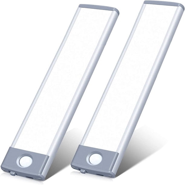 Luces para debajo del gabinete, iluminación LED blanca recargable con batería, luz inalámbrica con sensor de movimiento para interiores, 3 modos de luz nocturna, (paquete de 2)