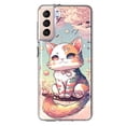 thumbnail image 1 of MUNDAZE Samsung Galaxy S22 Plus Shockproof Clear Hybrid Protective Phone Case Kawaii Manga Pink Cherry Blossom Cute Cat Cover, 1 of 5