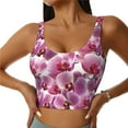 thumbnail image 3 of Goofa Orchids Flowers Printed Sports Bras for Women, High Impact Running Bra Workout Crop Tank Tops Longline Sports Bra Push up-Small, 3 of 9