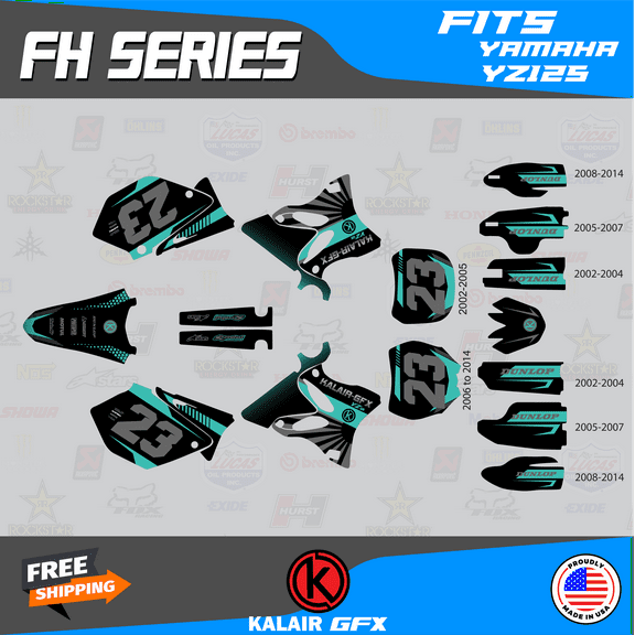 Kalair GFX Graphics Kit for Yamaha YZ125 (2008-2014) Fh Series