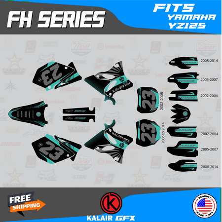 Kalair GFX Graphics Kit for Yamaha YZ125 (2008-2014) Fh Series Kalair GFX Graphics Kit for Yamaha YZ125 (2008-2014) Fh Series