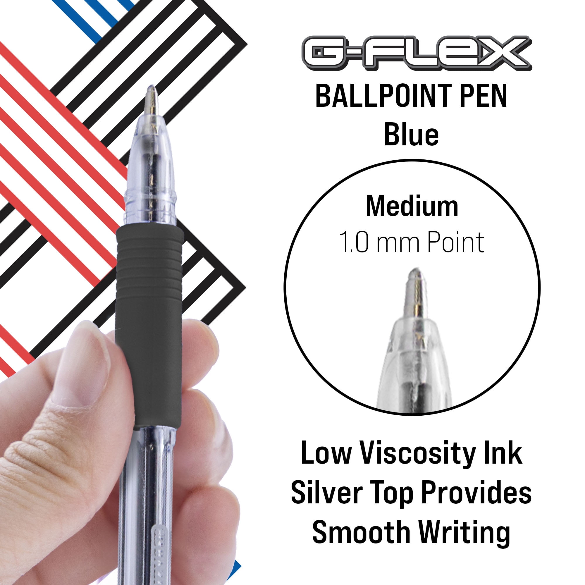 BAZIC G-Flex Black Fuse Tech Ink Pen, 0.7 mm Medium Point, (4/Pack), 24-Pack