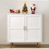 RoyalCraft 2-Door Wood Cabinet, Modern Credenza with Adjustable Shelves, Freestanding Buffet Sideboard Cabinet for Living Room, Dining Room, Entryway, White