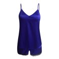 thumbnail image 3 of SAZBJOJN 2 PC Silk Pajamas for Women Satin Solid Color Silky Tank Top and Lace Shorts Sleepwear Elegant Pajamas for Women Set Soft Loungewear Nightwear Blue Size L, 3 of 5