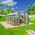 thumbnail image 3 of Wallowsun 8 x 12 FT Outdoor Greenhouse, Heavy-Duty Polycarbonate Greenhouse with Aluminum Frame, Lockable Door, Adjustable Roof Vent, Walk-in Green House for Backyard, Garden, Patio, 3 of 18