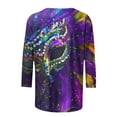 thumbnail image 4 of AGWOLF 3/4 Sleeve Mardi Gras Shirts for Women Casual Round Neck Mask Graphic Blouses Festival Party Tops, 4 of 4