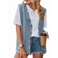 thumbnail image 1 of Women's Sleeveless Denim Vest Oversize Button Down Ripped Waistcoat Jacket Light Blue XXXL, 1 of 9