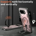 thumbnail image 3 of Dteck Magnetic for Google Pixel 9A Case with Kickstand, Shockproof TPU+PC Case Compatible with MagSafe Military Grade Ring Stand Heavy Duty Drop Rugged Cover for Google Pixel 9A,Rosegold, 3 of 6