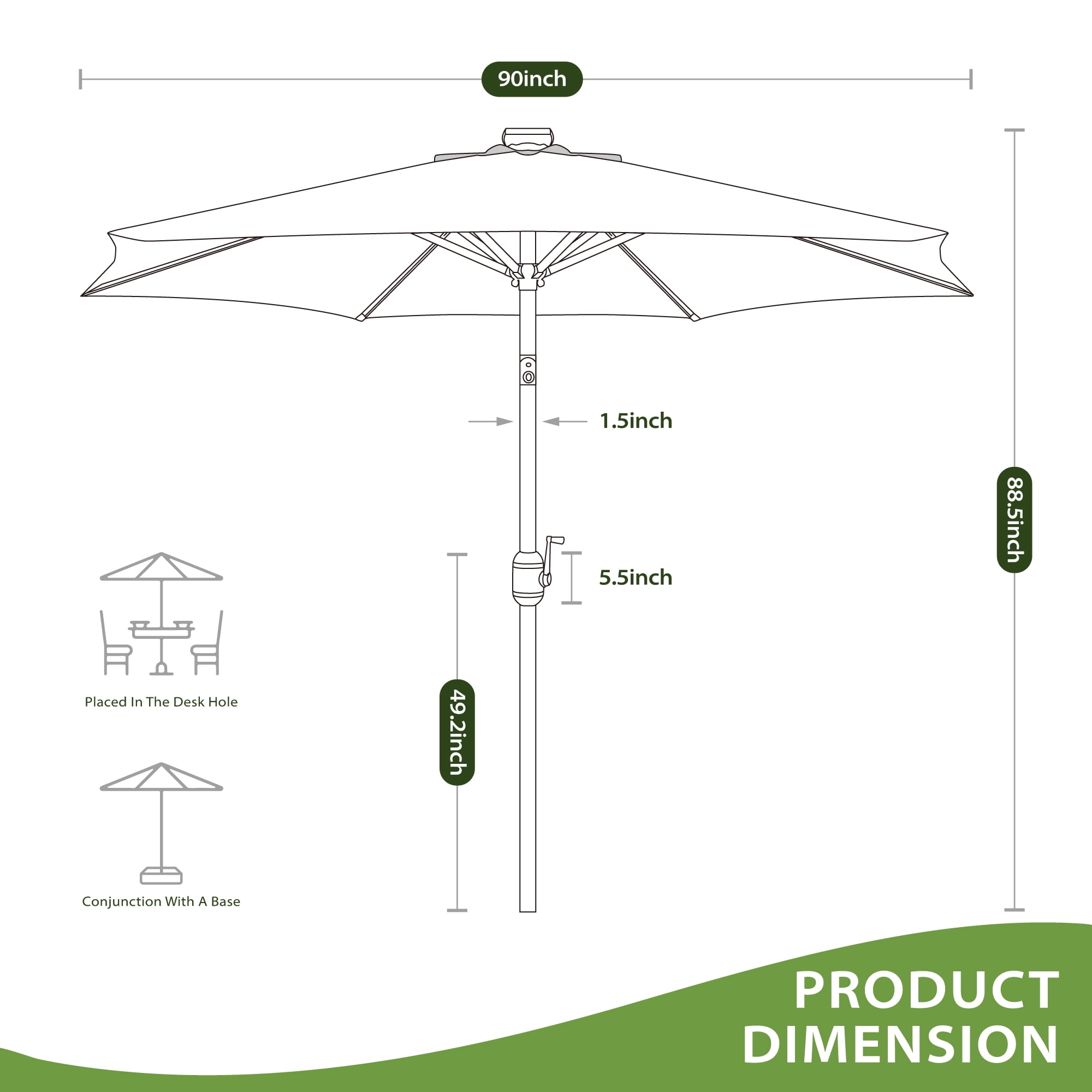 Scafild | 7.5FT Meteor Shower Lights Patio Umbrella, Outdoor Table Umbrella with 108 LED Solar Lights, Push Button Tilt and Crank, Market Umbrella for Garden, Deck, Backyard, Pool - Navy