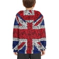 thumbnail image 4 of Xoenoiee Boys Long Sleeve Hooded Sweatshirt Knit Vintage UK Flag Print Pullover Hoodie Fall Winter Activewear for Boys Girls Jogging Hiking Traveling, M, 4 of 7