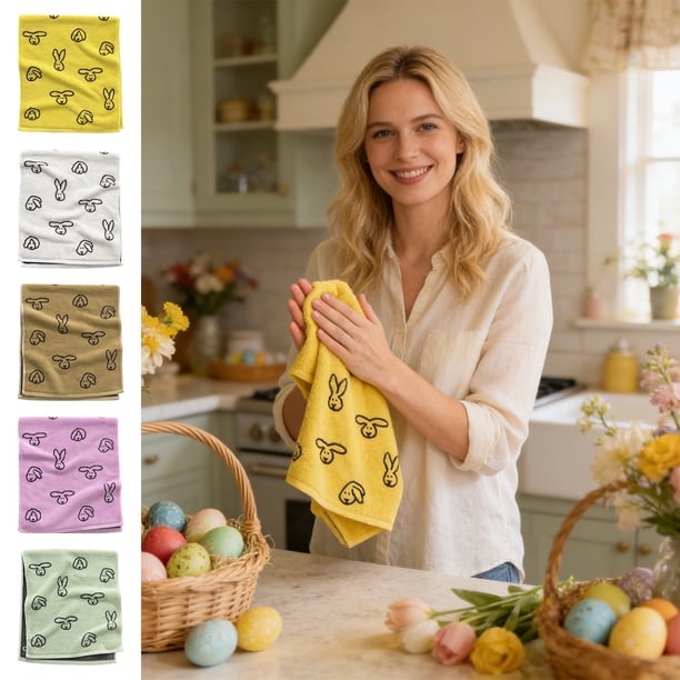 Toalla De Algodón Toalla extragrande de jacquard con diseño de conejo marrón, de algodón teñido, suave y absorbente, para baño y cara (1 unidad) JASKFLY