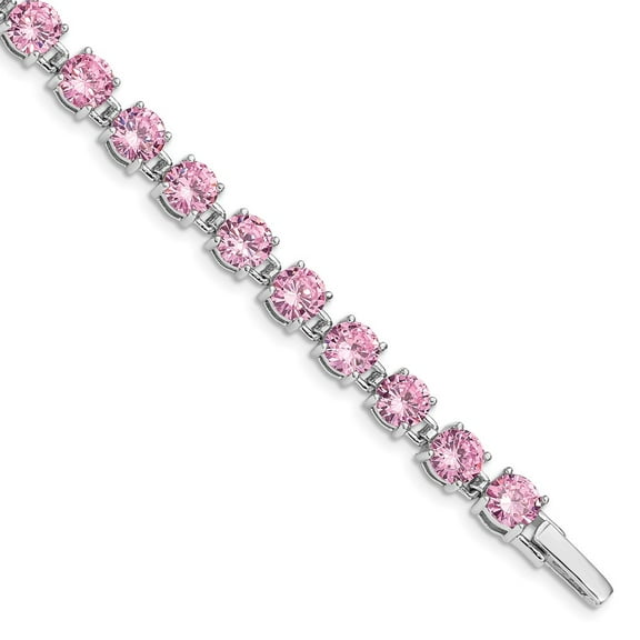 FJC Finejewelers Sterling Silver 7.25inch Pink Cubic Zirconia Bracelet