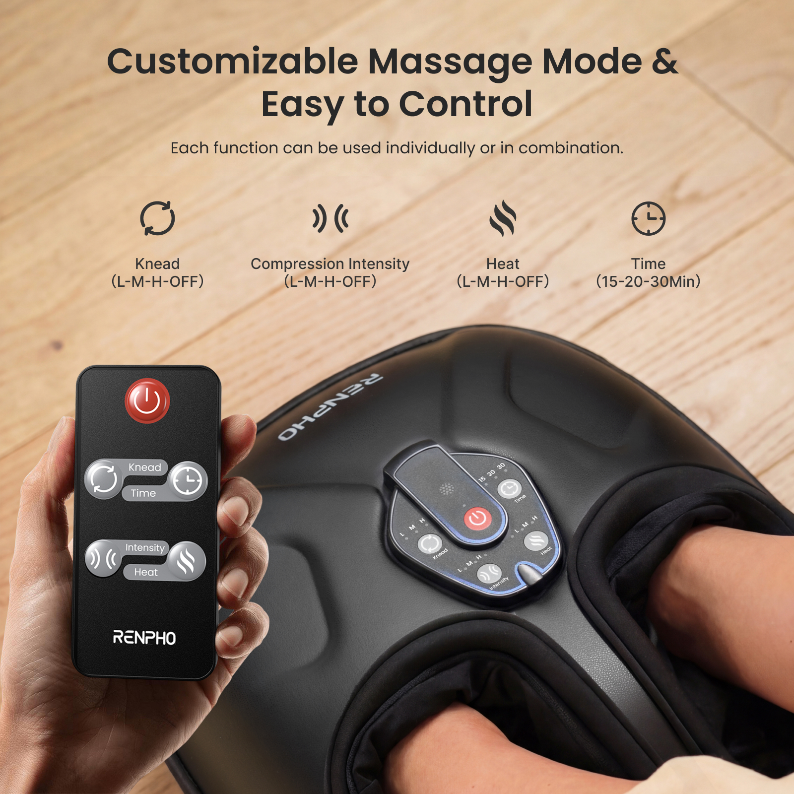 Renpho Shiatsu Foot Massager with Heat and Compression photo 4