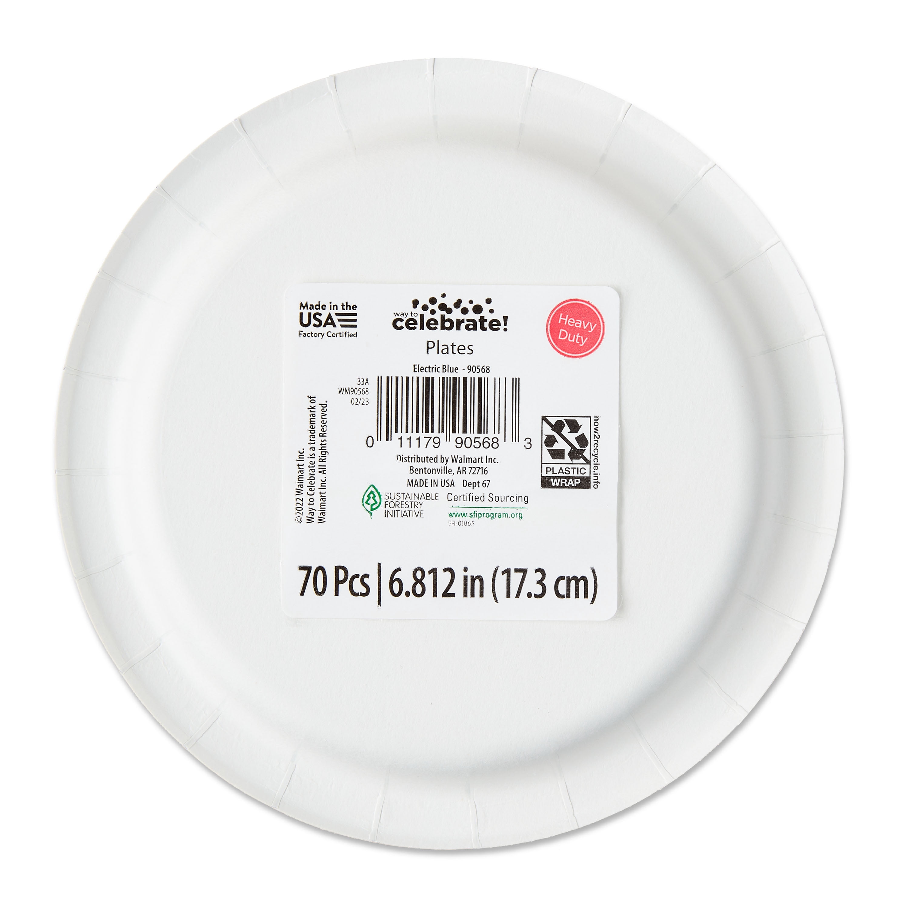 Disposable Paper Plates, 7", Blue, 70 Count, by Way To Celebrate