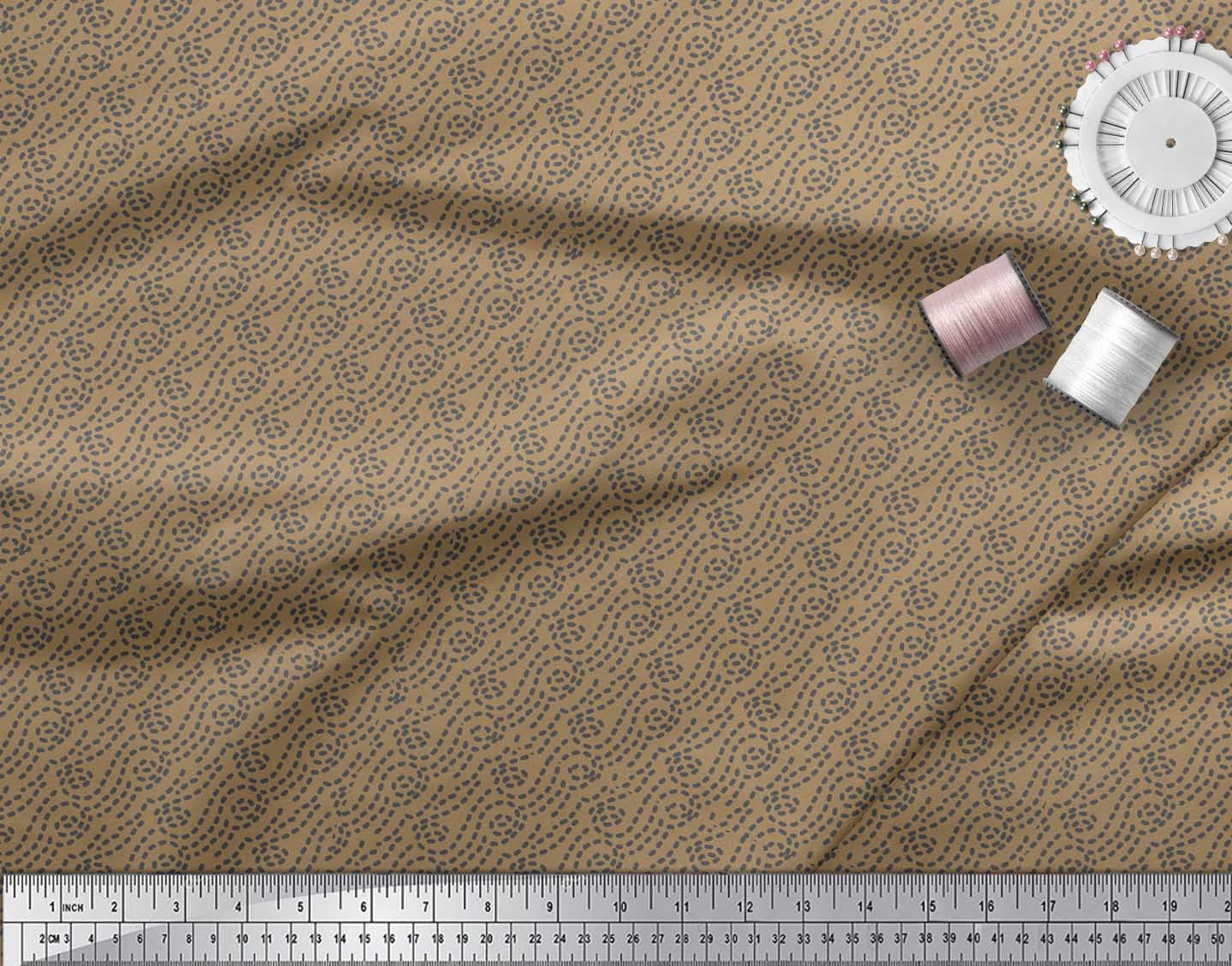 Soimoi Brown Rayon Fabric Brush Stroke Abstract Print Fabric by the Yard 42 Inch Wide