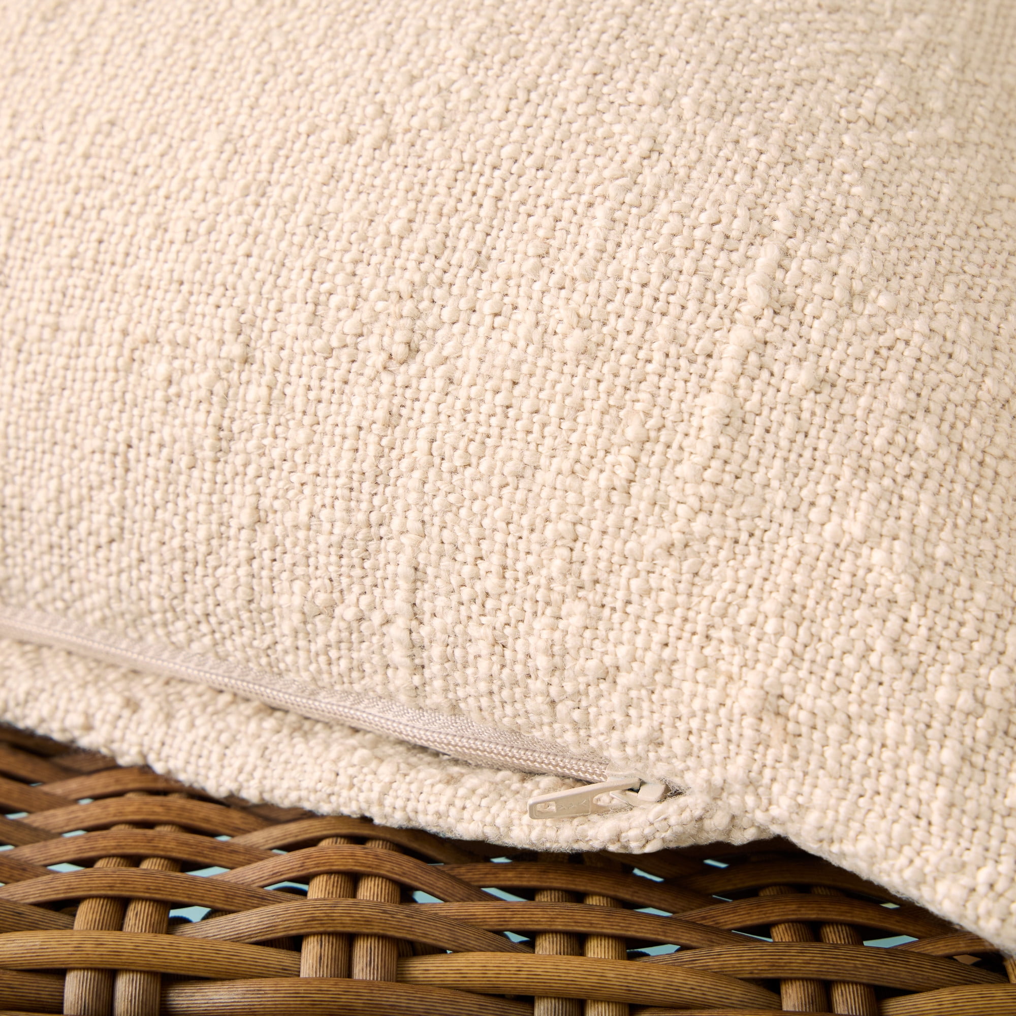 TOWN & COUNTRY EVERYDAY Rio Solid Fringe Handcrafted Indoor Outdoor Decorative Pillow 2-Pack Set, 100% Recycled Materials, UV Fade Resistant, Water Repellent, Beige 20"x20"