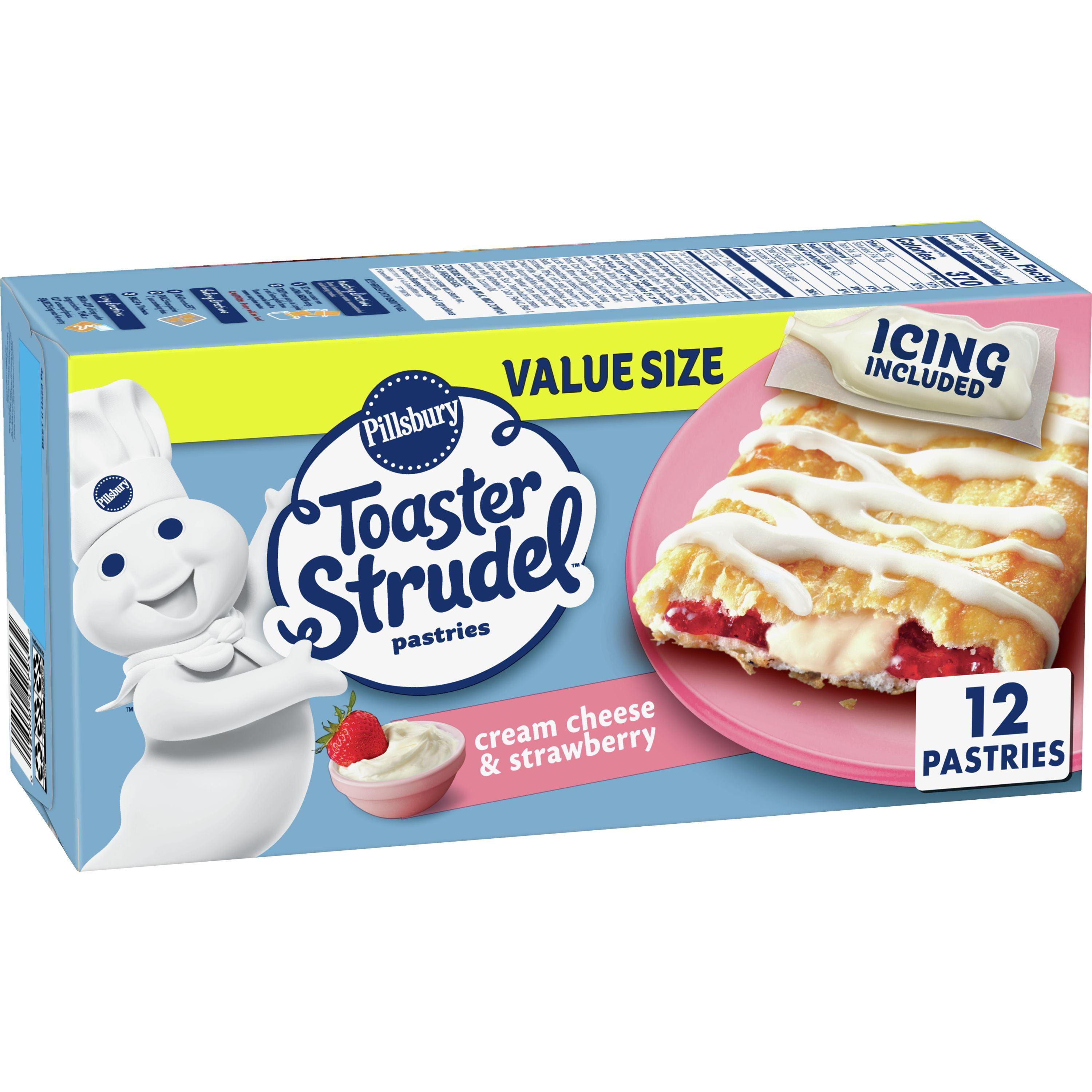 Pillsbury Toaster Strudel Pastries, Cream Cheese & Strawberry, 12 ct, 23.4 oz