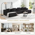 thumbnail image 3 of Vicluke 131" Boneless Memory Foam Sofa with Chaise Lounge, Comfy Corduroy Fabric Modular Sectional Couch, U-Shaped Sofa for Living Room & Apartment, No Assembly Required (Black), 3 of 7