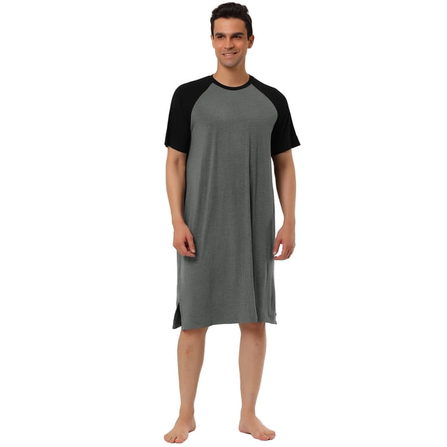 Camisón para hombre Lars Amadeus Ropa de dormir Gris oscuro Negro M
