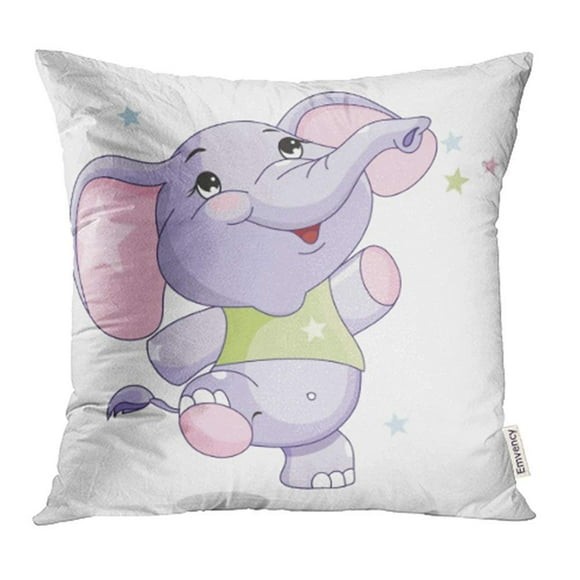 EREHome Cheerful Baby Elephant Cute Plump Jump and Coloring for The Little Ones Large Pillow Case Pillow Cover 20x20 inch Throw Pillow Covers