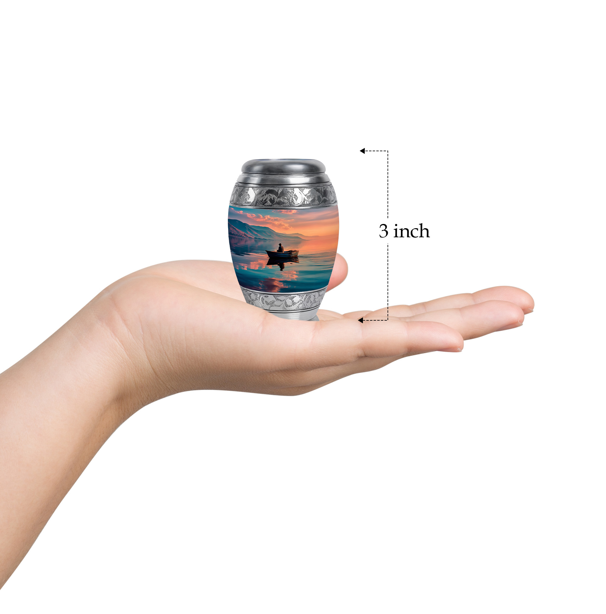 MUKTIVE Fishing Alone Cremation Urns for Adult Ashes Men & Women Keepsake - River, Mountains Small Burial Urn for Human Ashes - Cremated Remains Holder - Memorial Gifts for Loss of Dad (3 Inch)