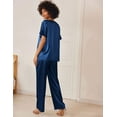 thumbnail image 4 of Ekouaer Satin Pajama Set Womens Silk Short Sleeve V Neck Shirt with Long Pant Soft Loungewear Pjs Set, 4 of 5