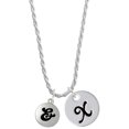 thumbnail image 1 of Delight Jewelry Silvertone Capital Letter - & - Pebble Disc - Silvertone Script Initial Disc - X - Charm Necklace, 20"+3", 1 of 1