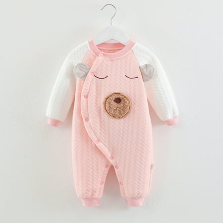 

NIUREDLTD Boys Girls Long Sleeve Cartoon Prints Romper Warm Jumpsuit