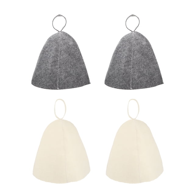4 piezas de sombreros de fieltro espesado de fieltro de la cabeza cubiertas de protección de la cabeza para sombreros de sala de vapor de sauna