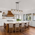 thumbnail image 6 of 5-Light Black and Gold Farmhouse Kitchen Island Pendant Lighting with Clear Glass Shade,Modern Chandelier Hanging Light Fixture for Dining Room Bedside, 6 of 8