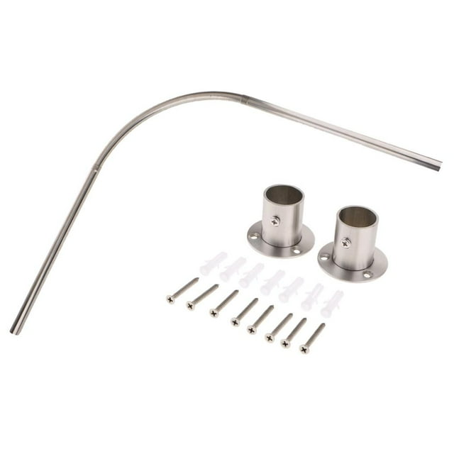Rideau de Douche Coin Courbé Tringle à Rideau de Baignoire Fenêtre Rail Compatible avec Rail, Clips, Curseur, Cintre 140cm