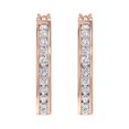 thumbnail image 2 of 1 Carat Channel Set Diamond Hoop Earrings in 10K Rose Gold, 2 of 4