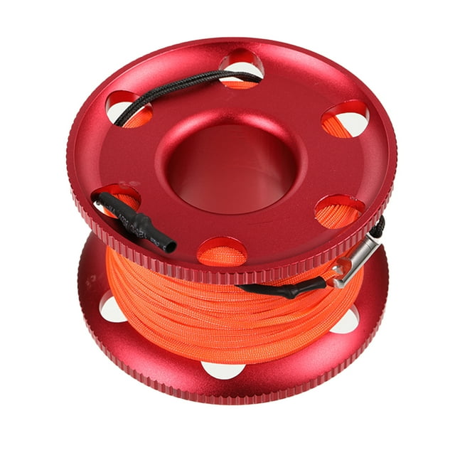 Soidarity Carrete de buceo, carrete de dedo, fibra de poliéster de aluminio, naranja, línea ligera de buceo, naufragio submarino, esnórquel Deportes acuáticos Rojo