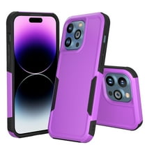 Xhy iPhone 14 Plus Case 2 in 1 Double Layer Rugged Drop Resistant, Military Grade Full Body Protection TPU Durable Detachable for iPhone 14 Plus 6.7 inch 2022 Phone - Purple Black
