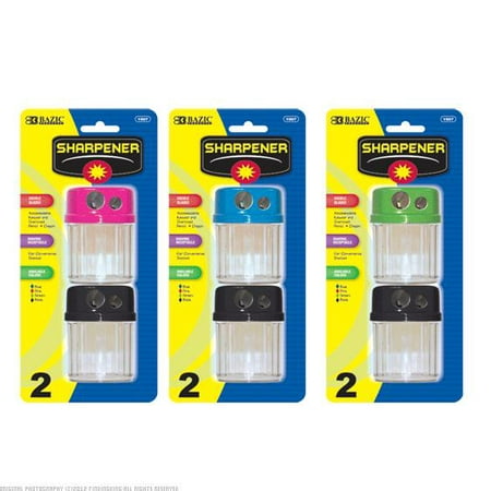 New 364140  Pencil Sharpener 2Pc Round Dual Blade Bazic (24-Pack) School Supplies Cheap Wholesale Discount Bulk Stationery School Supplies