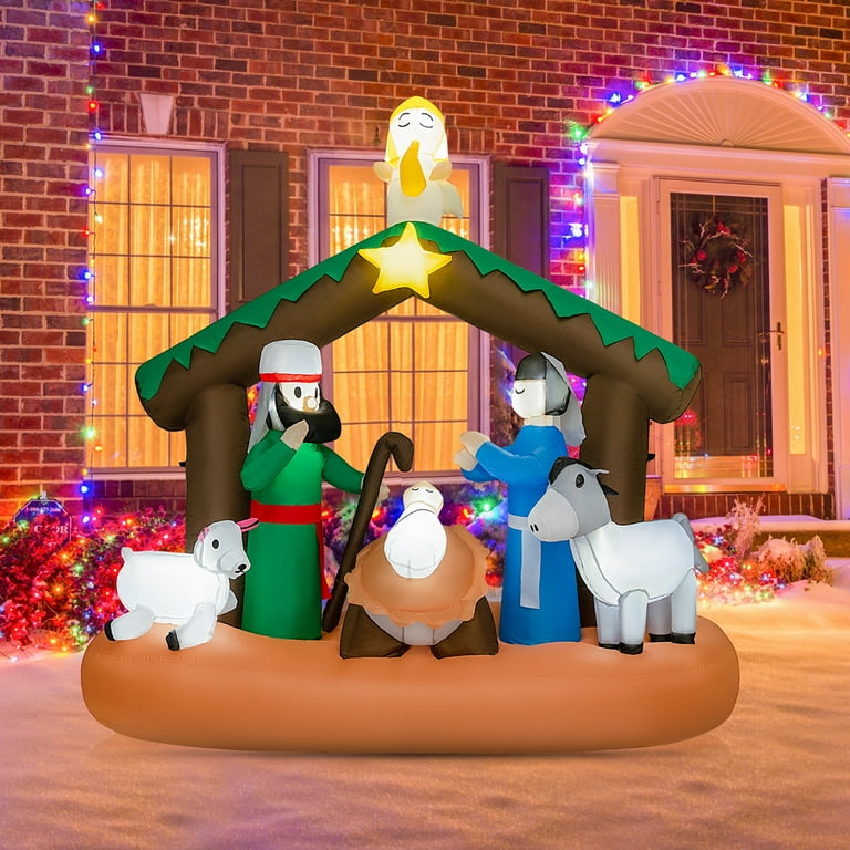 Gemmy 6.5 Ft Airblown Lighted Christmas Nativity Scene Inflatable Outdoor Decor